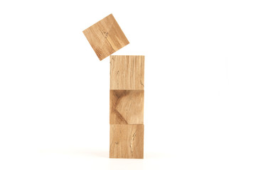 Blank wooden blocks isolated on white background.