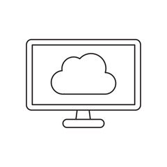 Cloud inside computer icon. Cloud computing storage technology and virtual theme. Isolated design. Vector illustration