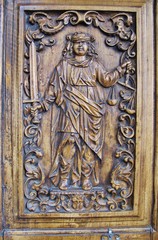 Justitia, Portalrelief, Rathaus, Sion