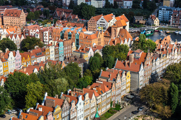 Obraz premium Gdansk, Poland- September 19,2015:Old Town in Gdansk, aerial vie