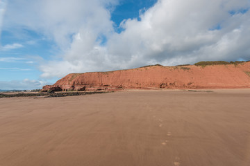 sandy beach with red sand in Exmouth ,Devon, UK