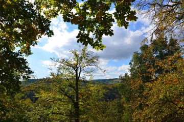 Herbstlandschaft - Ausblick über herbstliche Hügellandschaft 