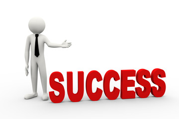 3d businessman with word success