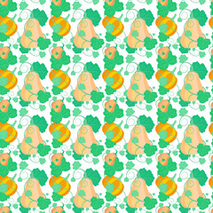 autumn harvest pumpkin pattern with leaves on white background