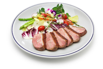 roast duck breast with vegetables