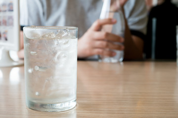 Iced water drink on table 