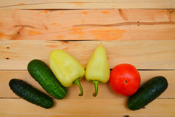 Composition with assorted raw organic vegetables