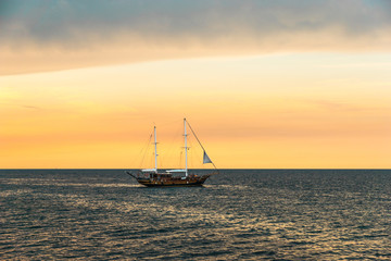 Sailing at sunset
