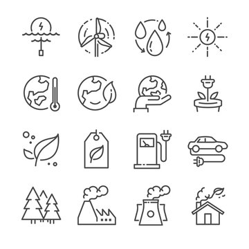 Eco related line icons