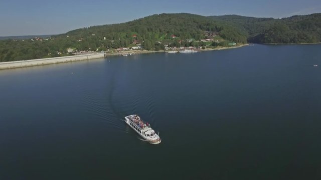 Aerial of a tour boat shot in 4k.