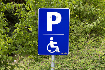 reserved parking sign for handicapped people