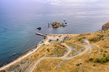 Top view of Sudak bay from the Genoese fortress, Crimea