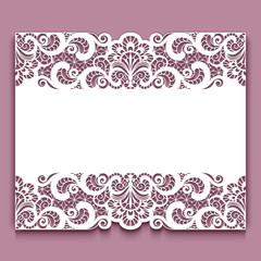 Cutout paper frame with lace border ornament