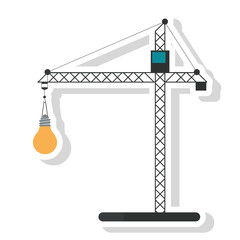 Crane holding light bulb icon. tool instrument repair and construction theme. Isolated design. Vector illustration