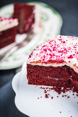 Red velvet sponge cake cut