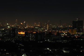 Fototapeta na wymiar Wide angle of city scape at night scene