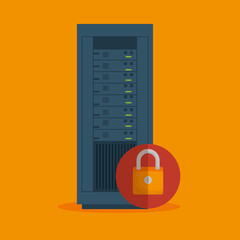 data server security lock icon vector illustration eps 10