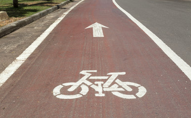 Fototapeta premium bicycle lane sign , on the road.