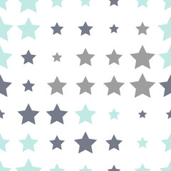 Seamless background with colorful stars on a white background.