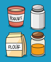collection flour yogurt salt honey icons design vector illustration eps 10