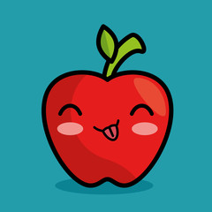 tasty kawaii apple fruit icon vector illustration eps 10