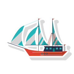 sailboat ship icon. sea transportation nautical and marine theme. Isolated design. Vector illustration