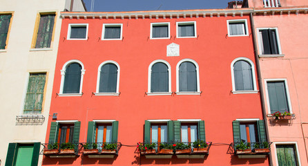 Obraz premium Beautiful colorful house facade in Venice, Italy.