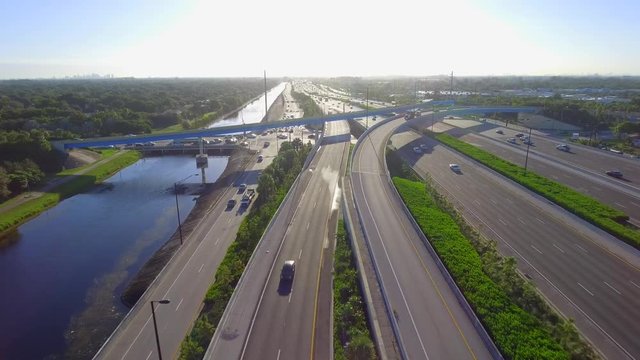 Aerial flyover of I595 in Fort Lauderdale FL