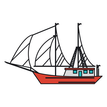 sailboat ship icon. sea transportation nautical and marine theme. Isolated design. Vector illustration