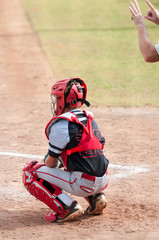 Youth baseball catcher