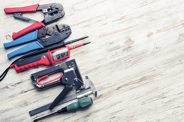 Instruments on wooden table