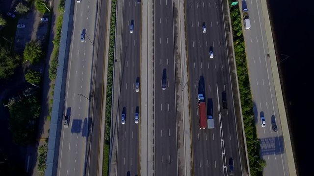 Aerial video of traffic on the 595 Fort Lauderdale