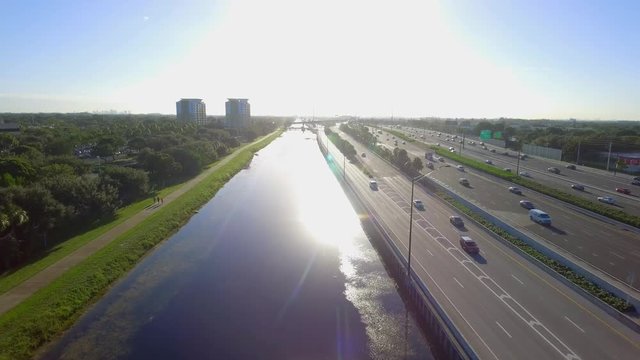 Aerial video of the New River Canal by highway 595 Fort Lauderdale FL