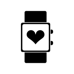 Heart inside watch icon. Fitness gym sport and bodybuilding theme. Isolated design. Vector illustration