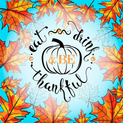Vector illustration of Happy Thanksgiving Day, autumn vintage design
