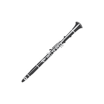 Classical black and white clarinet, Vector Illustration