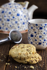 Morning tea with biscuits.