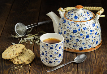 Morning tea with biscuits.