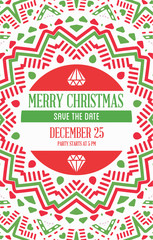 Vector Happy New Year or Merry Christmas theme Save the Date Inv