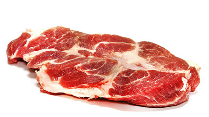 Meat, pork, slices pork loin on a white background