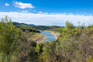 Water reservoir close to the village Capçanes in the the cormaca Priorat, province of Tarragona....