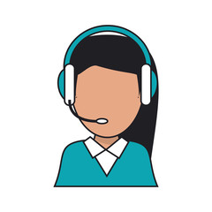 Operator woman icon. Call center technical service and online support theme. Isolated design. Vector illustration