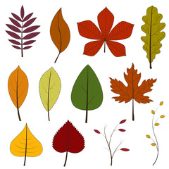 icon set of colorful autumn leaves