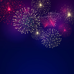 Vector background with festive colorful fireworks. File contains clipping mask.