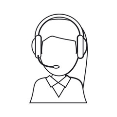 Operator man icon. Call center technical service and online support theme. Isolated design. Vector illustration