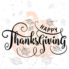 Vector illustration of Happy Thanksgiving Day, autumn vintage design