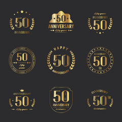 Fifty years anniversary celebration logotype. 50th anniversary logo set.