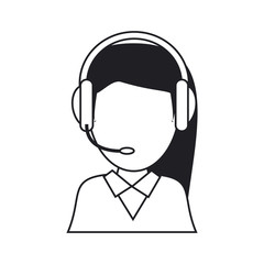 Operator woman icon. Call center technical service and online support theme. Isolated design. Vector illustration