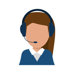 Operator woman icon. Call center technical service and online support theme. Isolated design. Vector illustration