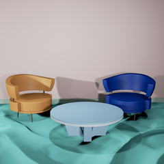 Lit interior mockup 3d illustration